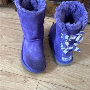 UGG Purple Furry Boots with Bows